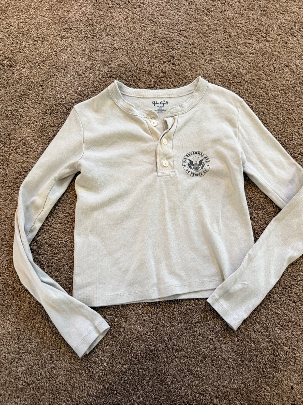 Cream Henley Long-Sleeve Top